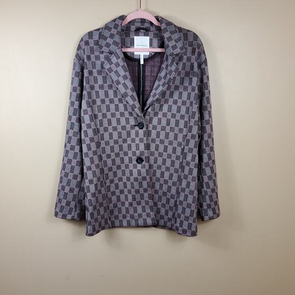 Avec Les Fillas Plaid Oversized Long Length Two Button Blazer Jacket Size M - Picture 1 of 11